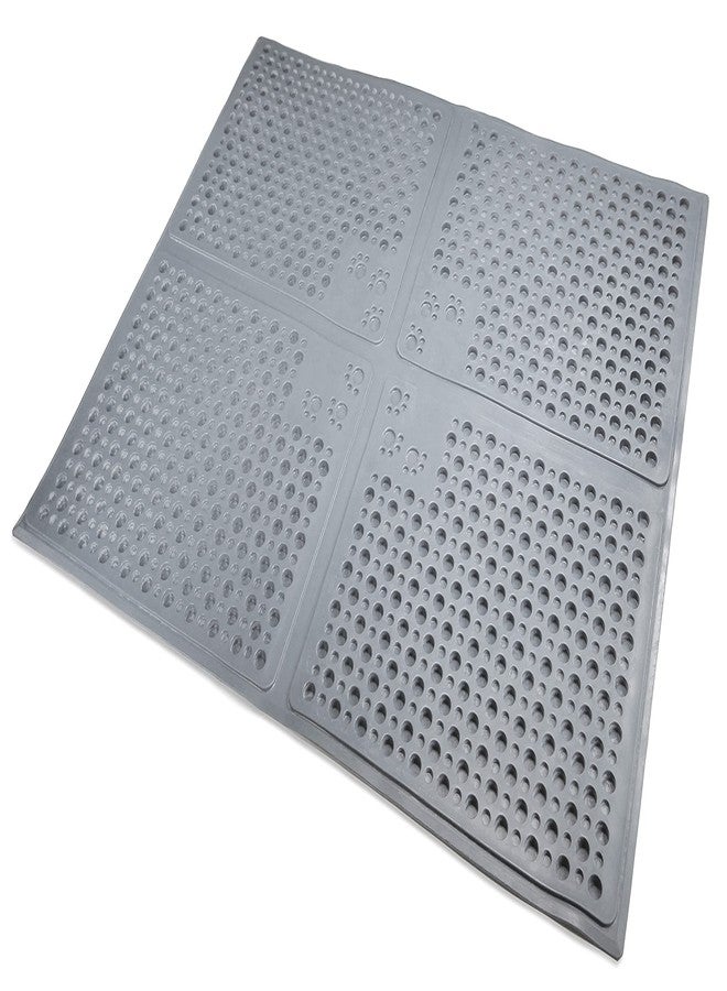 Petlinks Purr-fect Paws Multipurpose Rubber Litter Mat for Cats & Kittens, Helps Control Litter, Easy Clean Up Design - Gray, Large - Image 1